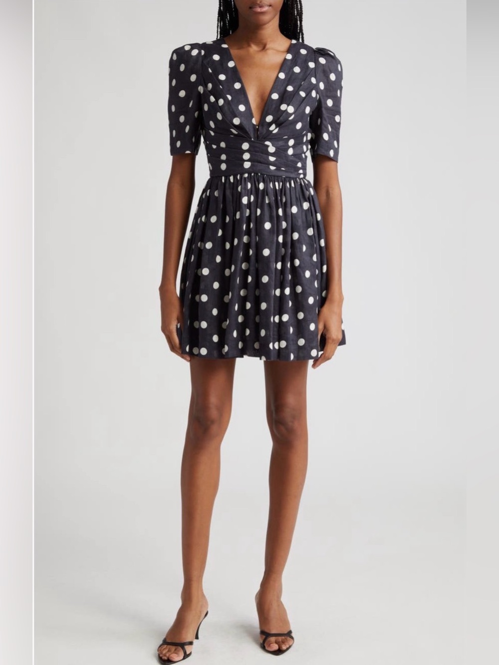 Zimmermann Polka Dot Pleated Linen Minidress NWT